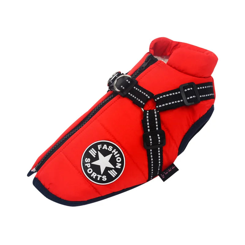 Waterproof Warm Dog Jacket Vest Winter Dog Clothes with Harness French-Bulldog Coat Pet Costume for Small Large Dogs Chihuahua
