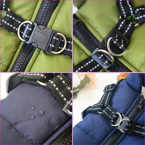 Waterproof Warm Dog Jacket Vest Winter Dog Clothes with Harness French-Bulldog Coat Pet Costume for Small Large Dogs Chihuahua